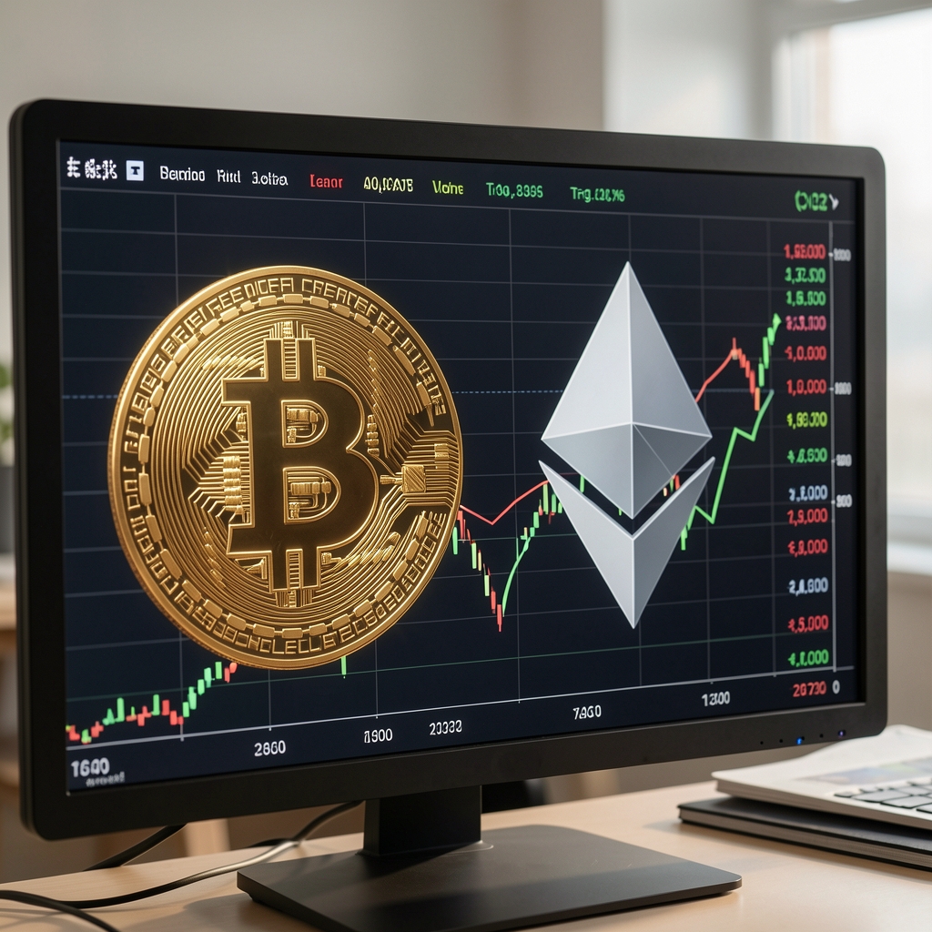 Digitalni prikaz blockchain mreže s tokovima kriptovalutnih transakcija i hashrate podacima na tamnoj podlozi